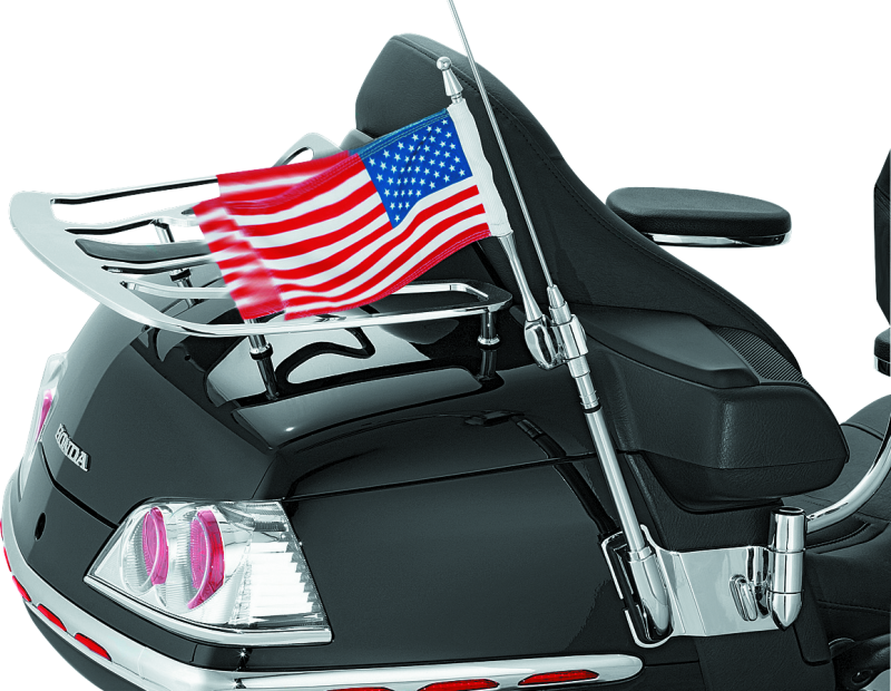 Kuryakyn 4233 Motorcycle Accessory: Antenna Flag Mount with American Flag for 2001-17 Honda Gold Wing GL1800 Motorcycles, Chrome