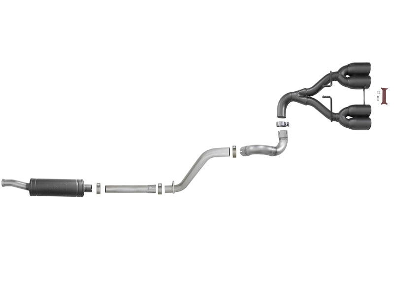 aFe Rebel Series 2.5in 304 SS Cat-Back Exhaust w/ Black Tip 18-20 compatible with Jeep Wrangler (JL) 49-38073-B