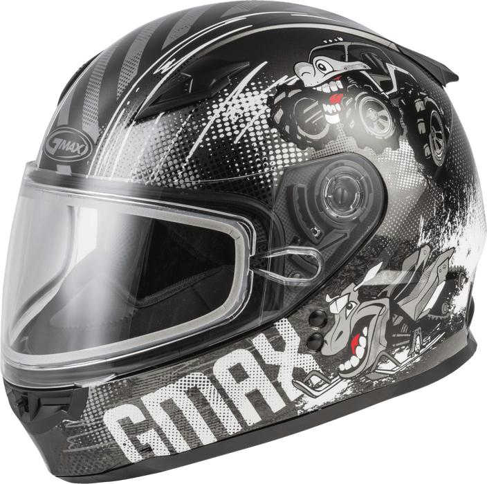 GMAX GM-49Y Beasts Youth Full-Face Cold Weather Helmet (Dark Silver/Black, Youth Medium)