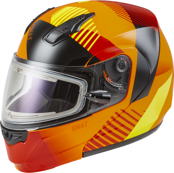 GMAX MD-04S Reserve, Lightweight Modular Helmet for Snow & Motor Sports, Comfortable Full-Face Protection (NEON ORANGE/HI-VIS)