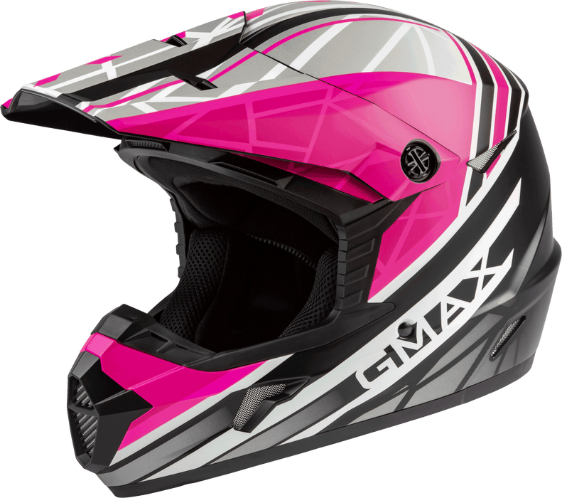 Gmax Youth Mx-46Y Off-Road Mega Helmet Matte Blk/Neon Pink Yl D3462342