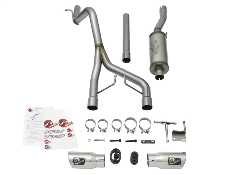 aFe Rebel Series CB 2.5in Dual Center Exit SS Exhaust w/ Polish Tip 07-15 compatible with Jeep Wrangler 3.6L/3.8L V6 49-48056-P