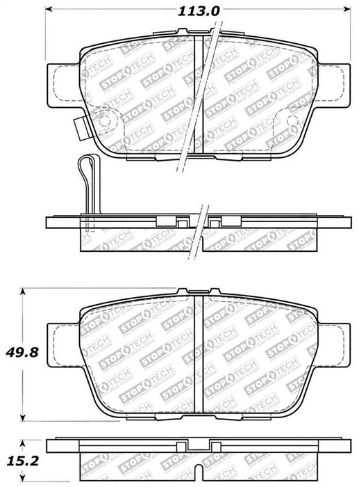 StopTech 06-14 Honda Ridgeline Street Select Rear Brake Pads 305.1103