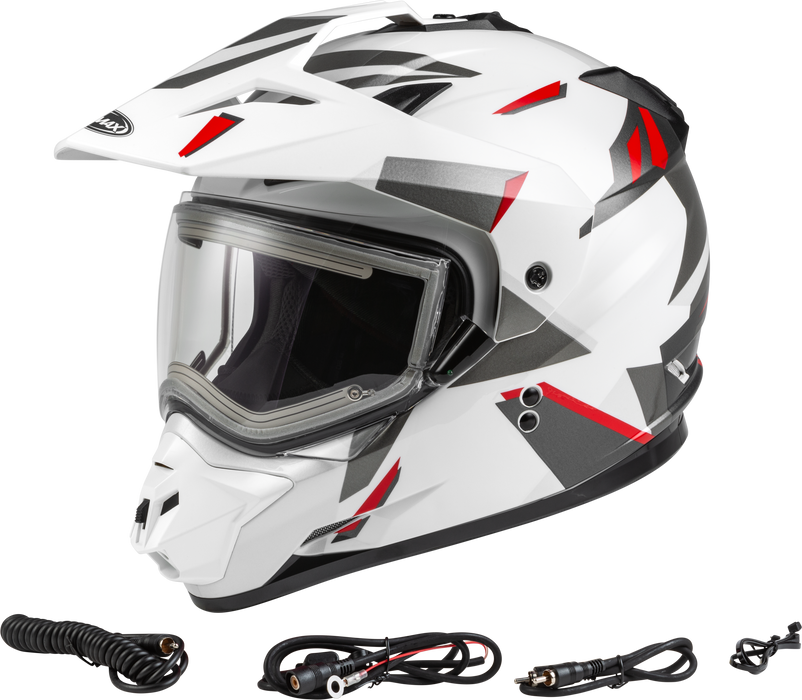 Gmax A4113014 Gm-11S Ripcord Snow Helmet W/Elec Shield Wht/Grey/Red Sm