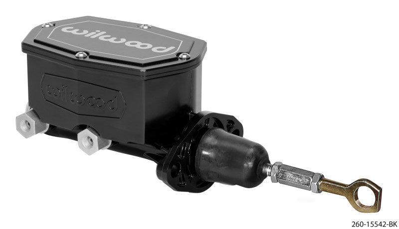 Wilwood Compact Tandem Master Cylinder 1in Bore w/Pushrod Fits Mustang (Black) 260-15542-BK