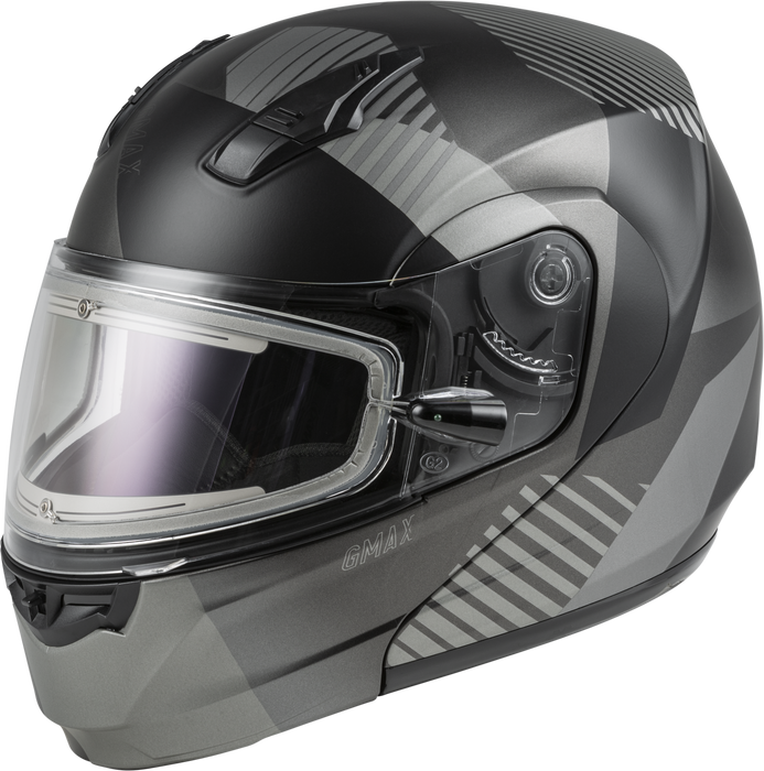 GMAX MD-04S Reserve, Lightweight Modular Helmet for Snow & Motor Sports, Comfortable Full-Face Protection (Matte Dark Silver/Black)