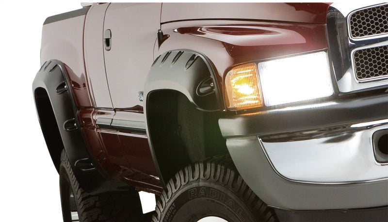 Bushwacker Pocket/Rivet Style Color-Matched Front & Rear Fender Flares 4-Piece Set, Diamond Black Crystal Pearl-Coat, Smooth Finish Fits 2019-2022 Ram 1500 (Excludes Rebel & Trx Models) 50924-45