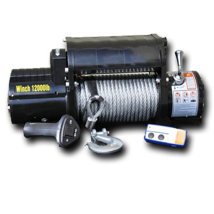 DV8 Offroad 12000 LB Winch w/ Steel Cable & Wireless Remote Black WB12SC