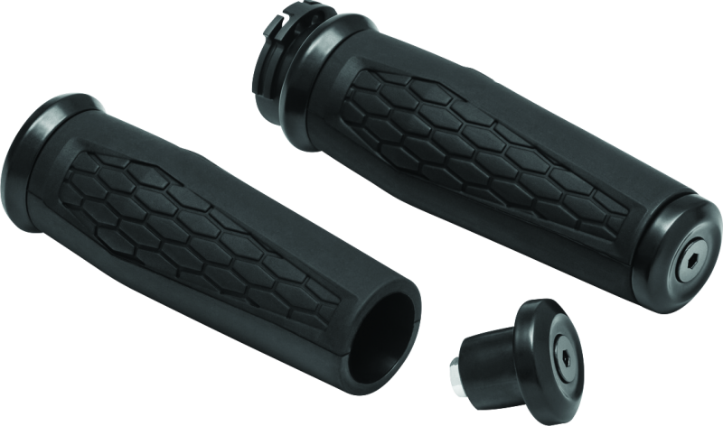 Kuryakyn Motorcycle Handlebar Accessory: Hex Grips With End Caps For Dual Cable Throttle Control: 1996-2019 Harley-Davidson Motorycles, Satin Black, 1 Pair 5921