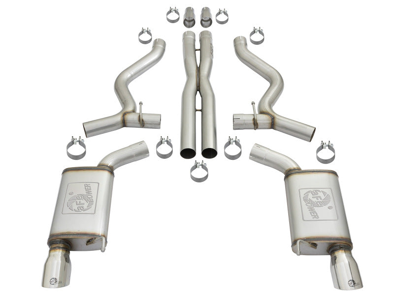 aFe MACHForce XP 3in 304 SS Cat-Back Exhausts w/ Polished Tips 15-17 Ford Mustang GT V8-5.0L/V6-3.7L 49-33072-1P