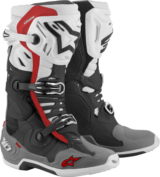 Alpinestars Tech 10 Supervented Boots Black/White/Mid Grey/Red Sz 14 2010520-1213-14