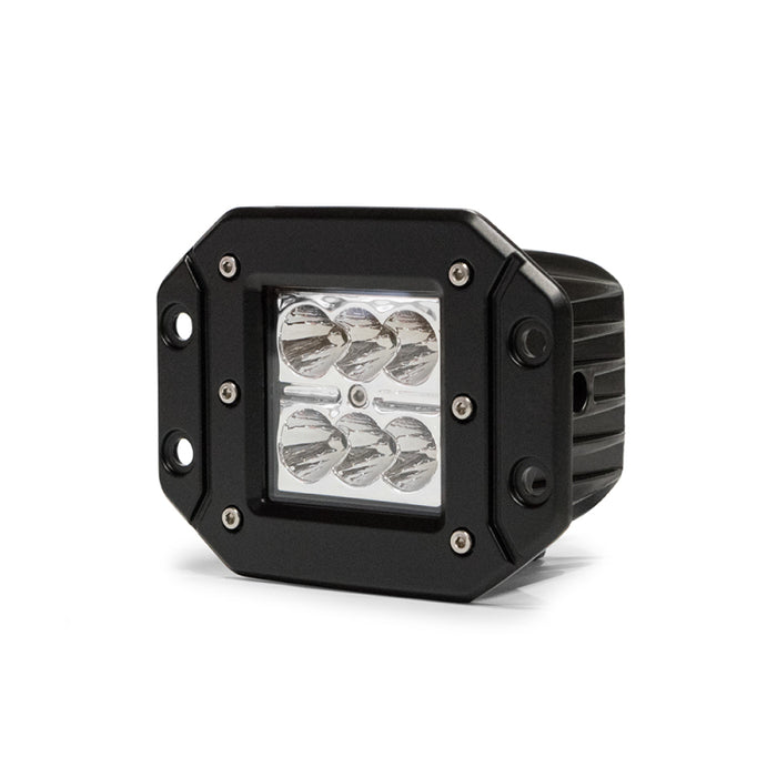 Dv8 Offroad Led Cube Light 3 Inch Ip68 Rated Lens 3W Led Bulbs Flush Mount Molded Plate Spot Beam Pattern Chrome Face Heat Diversion Technology Brs Chrome Series B3Fm24W3W B3FM24W3W