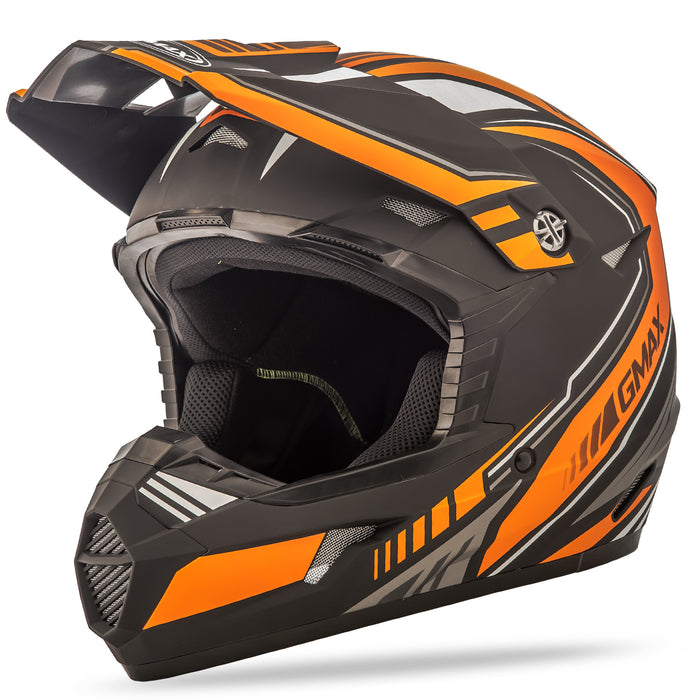 GMAX unisex-adult full-face-helmet-style Helmet (Mx46 Uncle) (Flat Black/Orange, X-Small)