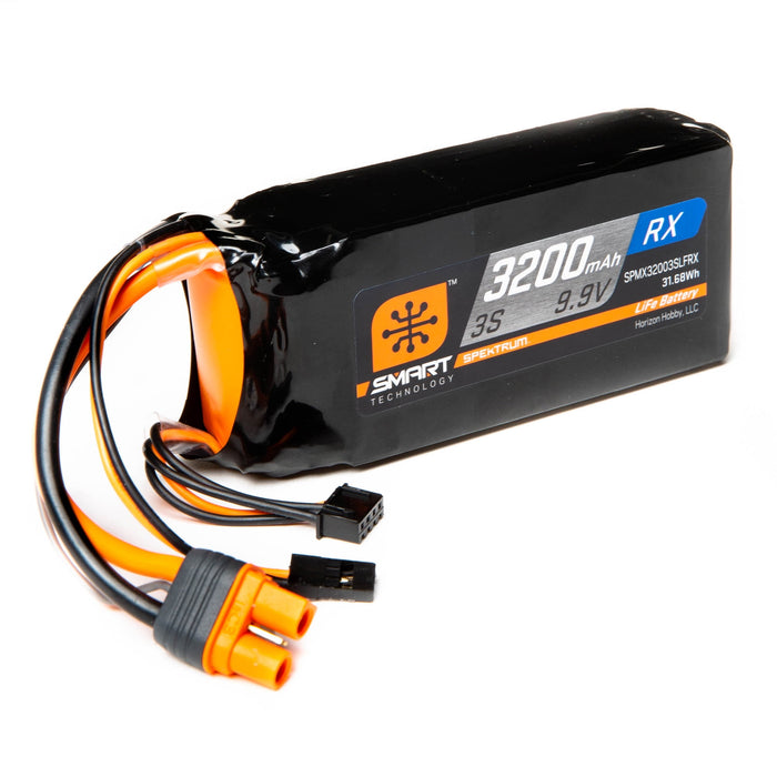 Spektrum SMART 3200mAh 3S 9.9V Smart LiFe ECU Battery IC3 SPMX32003SLFRX Airplane Batteries