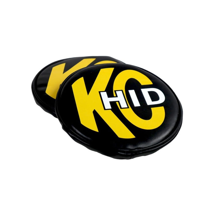 KC HiLiTES 8in. Round Soft Cover HID (Pair) Black w/Yellow Brushed KC Logo 5818