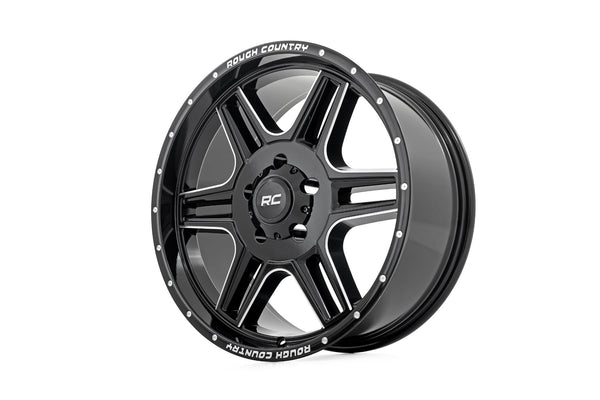 Rough Country 92 Series Wheel Machined One-Piece Gloss Black 20X9 5X5.5 +0Mm Fits Ford F-100, Jeep CJ5 & more (1953-2026) 92200914