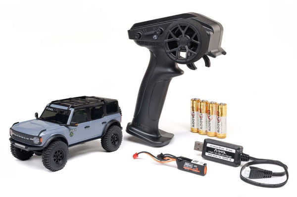 Axial 1/30 Fits Ford Bronco 4X4 Rtr Brushed Rock Crawler Battery & Charger Included Gray
