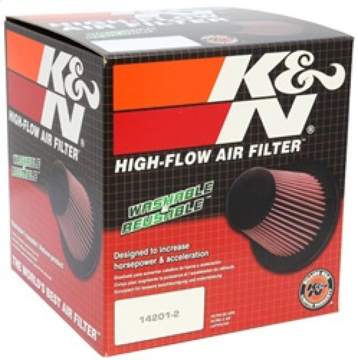 K&N RU-4600 Universal Clamp-On Air Filter: Round Tapered; 6 in (152 mm) Flange ID; 4 in (102 mm) Height; 7.5 in (191 mm) Base; 4.5 in (114 mm) Top