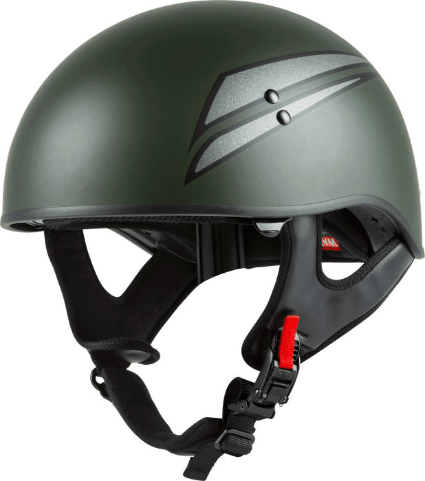 Gmax Hh-65 Half Helmet Union Naked Matte Od Green/Silver Xs H16510893