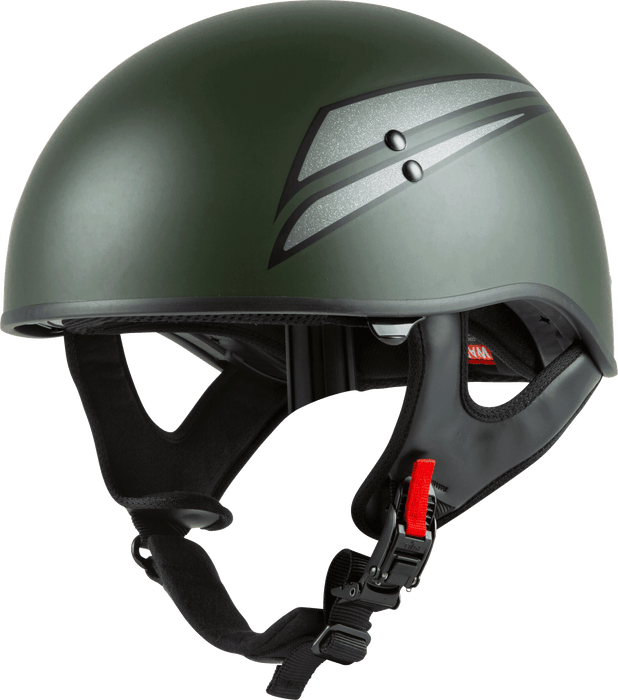 Gmax Hh-65 Half Helmet Union Naked Matte Od Green/Silver Md H16510895