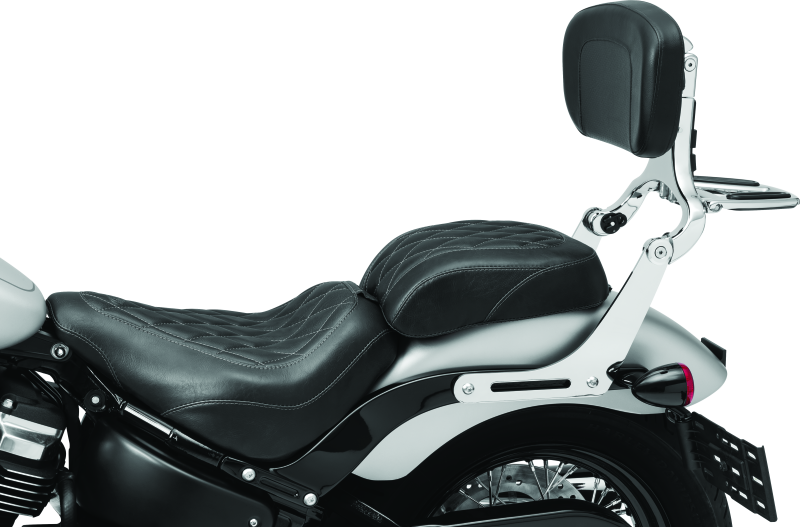 Kuryakyn Multi-Purpose Driver/Passenger Seat Backrest Component: Fixed Mounts For 2018-20 Harley-Davidson Softail Flde, Flhc, Flsl, Fxbb Motorcycles, 1 Pair, Chrome 7080