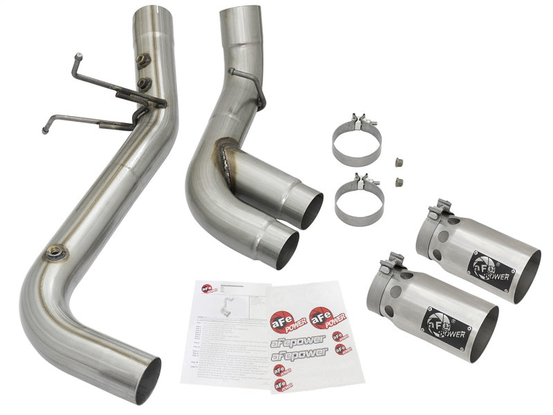 aFe Victory Series 4in 409-SS DPF-Back Exhaust w/ Dual Polished Tips 2017 GM Duramax V8-6.6L(td) L5P 49-44089-P