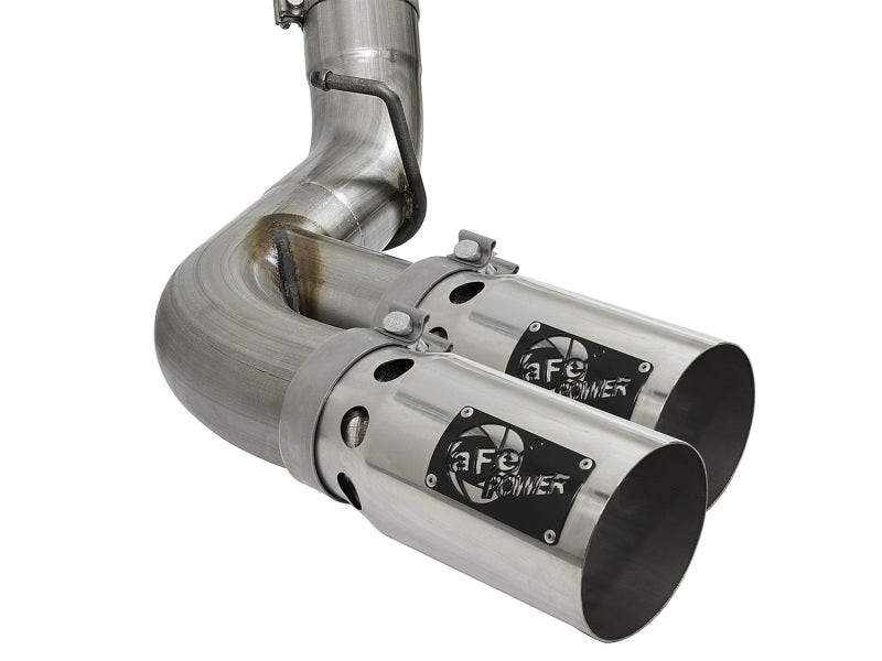 aFe Victory Series 4in 409-SS DPF-Back Exhaust w/ Dual Polished Tips 2017 GM Duramax V8-6.6L(td) L5P 49-44089-P