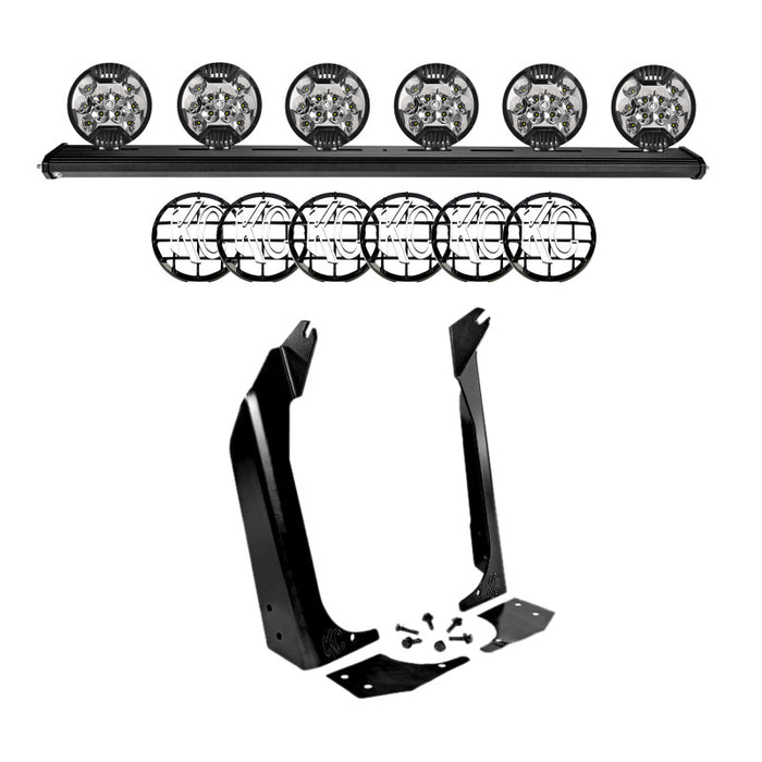 KC HiLiTES 97-06 compatible with Jeep TJ 50in. Overhead Xross Bar Kit w/(6) SlimLite LED Lights Black 97060