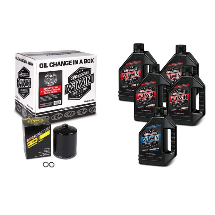 Maxima 90-119015PB Sportster Synthetic Oil Change Kit with Black Filter