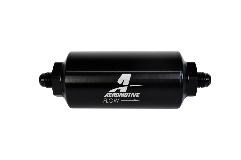 Aeromotive In-Line Filter (AN-6 Male) 10 Micron Microglass Element Bright Dip Black Finish 12345