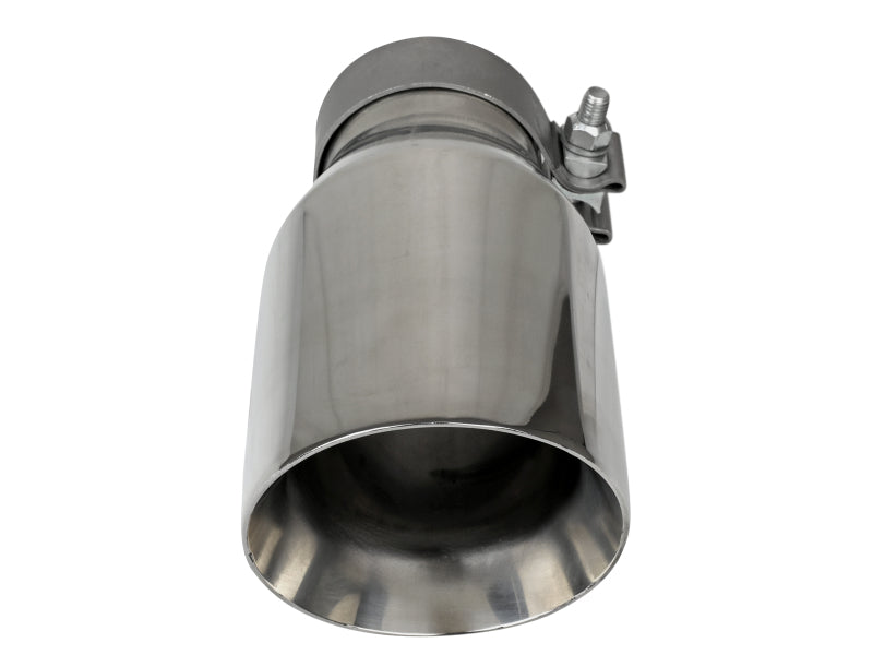 aFe MACH Force-Xp Univ 304 SS Double-Wall Clamp-On Exhaust Tip Polished 3in Inlet 4.5in Outlet 49T30454-P093