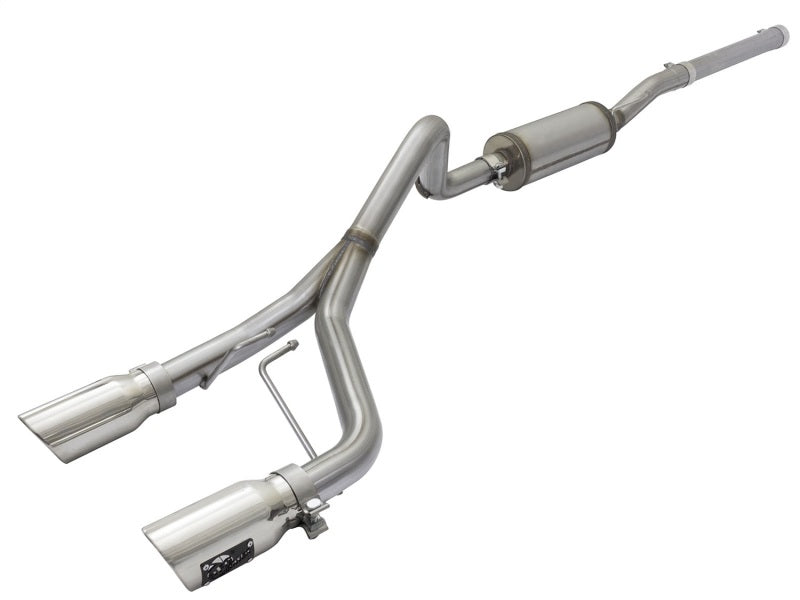 aFe Rebel Series CB 2.5in Dual Center Exit SS Exhaust w/ Polish Tip 07-15 compatible with Jeep Wrangler 3.6L/3.8L V6 49-48056-P