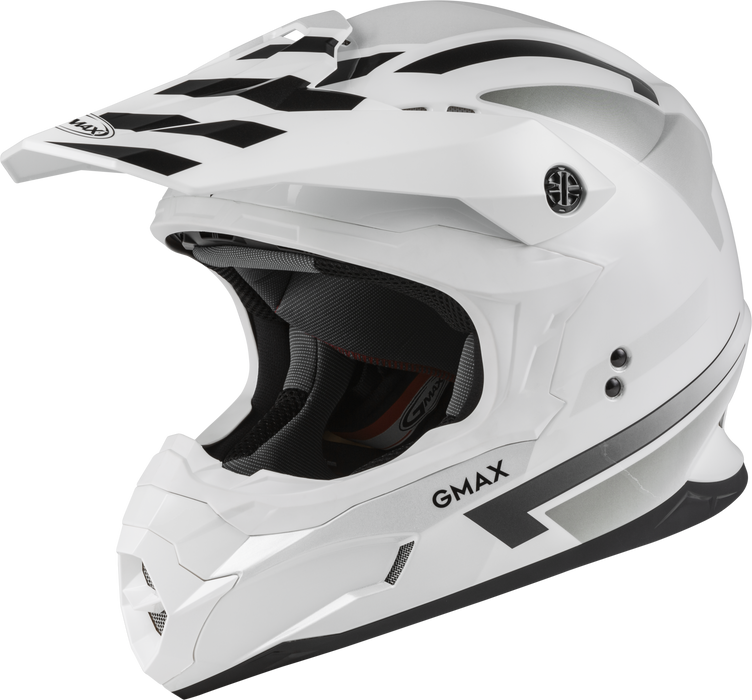 GMAX MX-86 Solid, Lightweight Full-Face Helmet for Motocross and Other Motor Sports (White/Silver/Grey, 3X-Large)