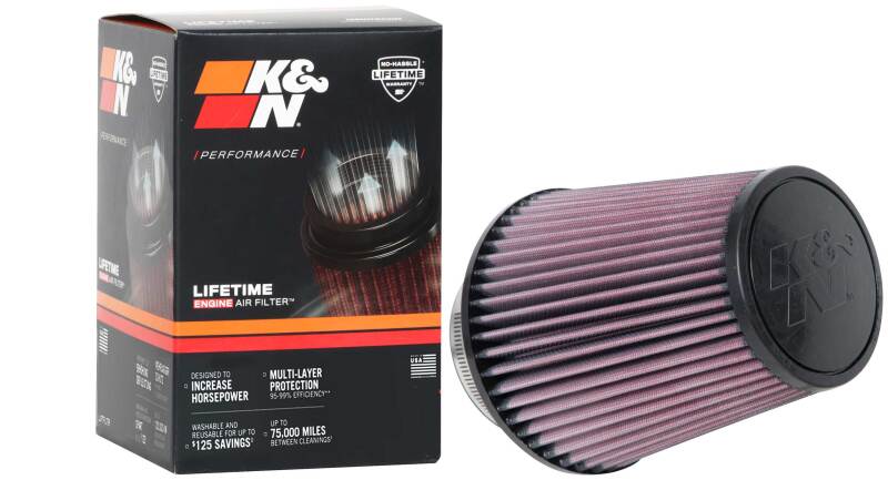 K&N Universal Clamp-On Air Filter 4in FLG / 6-1/2in B / 4-1/2in T / 7in H RU-1032