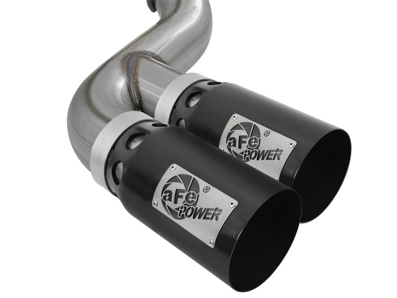 aFe Rebel XD 4in SS DPF-Back Exhaust 17-18 FOrd Diesel Trucks V8-6.7L (td) w/ Dual Black Tips 49-43102-B