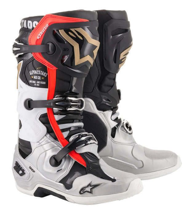 Alpinestars Battle Born Tech 10 Boots Black/Silver/Gold Sz 12 2010019-1159-12