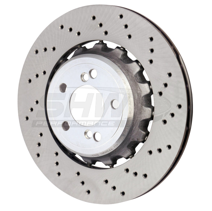 SHW 15-18 BMW M3 3.0L Right Rear Cross-Drilled Lightweight Brake Rotor (34212284812) BRR44812