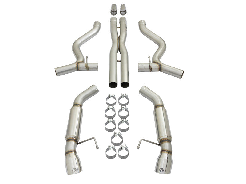 aFe MACHForce XP 3in Aggressive Toned Cat-Back Exhausts w/ Polished Tips 15-17 Ford Mustang V6/V8 49-33088-P