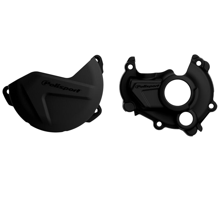 Polisport Clutch and Ignition Cover Protector Kit (Black) - Compatible with Yamaha