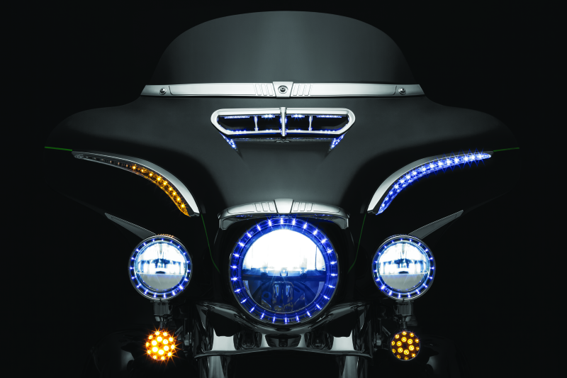 Kuryakyn 7131 Motorcycle Lighting: Sequential LED Bat Lashes with White Running Lights and Amber Turn Signal/Blinker Lights for 2014-19 Harley-Davidson Motorcycles, Chrome