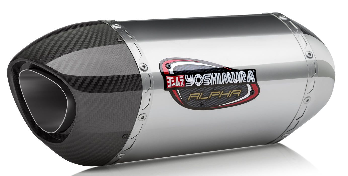 Yoshimura Alpha Slip-On Exhaust (Signature/Stainless Steel/Stainless Steel/Carbon Fiber) Compatible with 16-17 Suzuki GSX-S1000