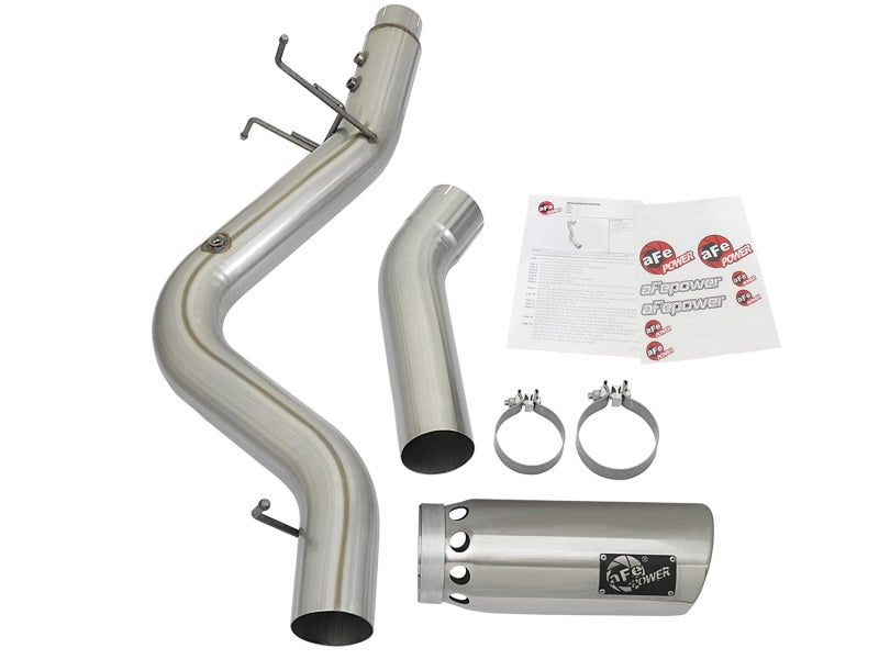 aFe ATLAS 5in DPF-Back Aluminized Steel Exhaust System w/Polished Tips 2017 GM Duramax 6.6L (td) L5P 49-04085-P