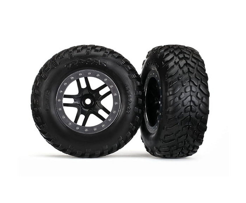 Traxxas Tire & Wheel Assembled, Glued (Sct Split-Spoke Black, Satin 5889