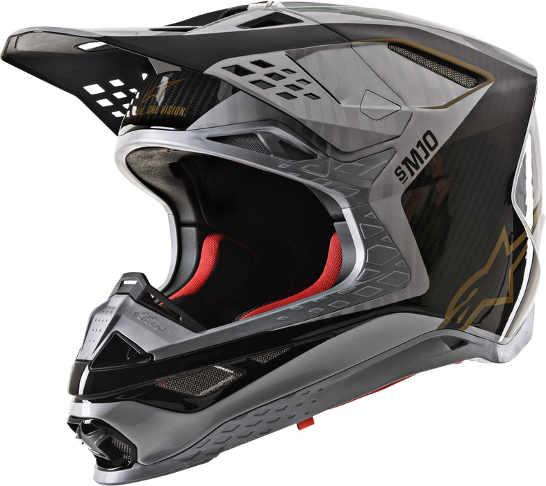 Alpinestars 8301720-1909-M S.Tech S-M10 Alloy Helmet Silver/Black/Carbon/Gold Md