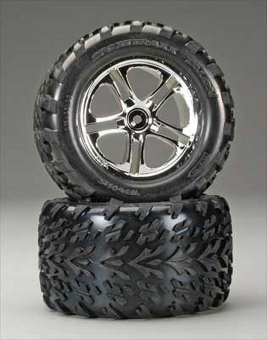 Traxxas Talon Tires On Chrome Split Spoke Wheels, Revo/Maxx, 256-Pack 5174