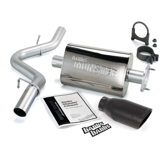 Banks Power 04-06 compatible with Jeep 4.0L Wrangler Monster Exhaust System SS Single Exhaust w/ Black Tip 51314-B