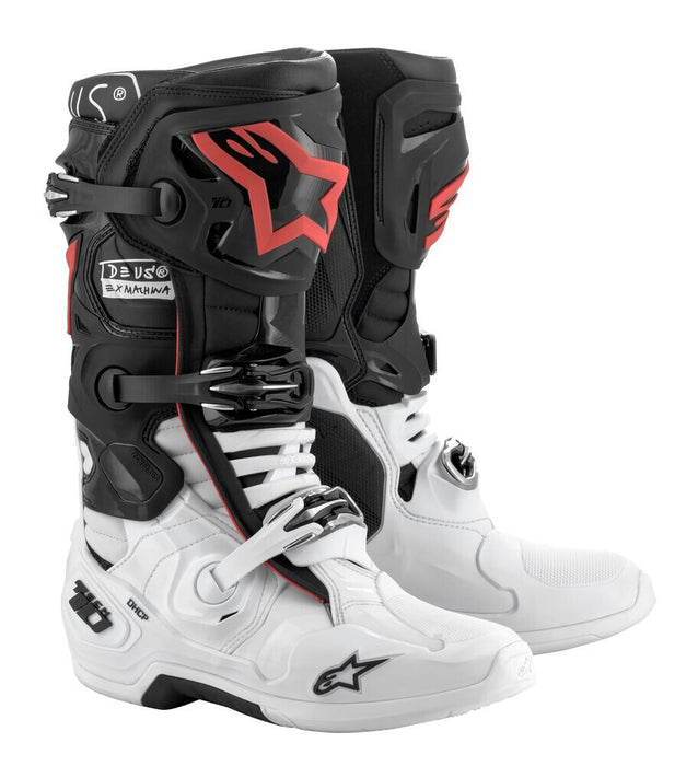 Alpinestars Tech 10 X Deus20 Boots Black/White/Red Sz 10 2010019-123-10