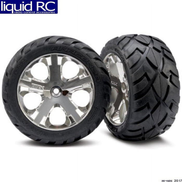 Traxxas Anaconda Tires Pre-Glued On All Star Chrome Wheels (Pair) (Electric Rear) 3773