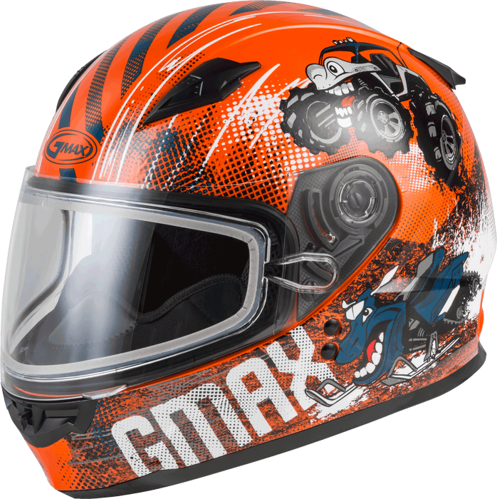 GMAX GM-49Y Beasts Youth Full-Face Cold Weather Helmet (Orange/Blue/Grey, Youth Medium)