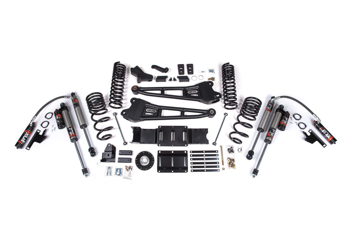 BDS 2025 Fits RAM 2500 4WD Diesel 4" Radius Arm Suspension Lift Kit W/ Indexing Ring, 2.5" Rear Lift, Coil Spring FOX 2.5 Pes C/o, FOX 2.5 Ifp Ps Shocks 2137PPS